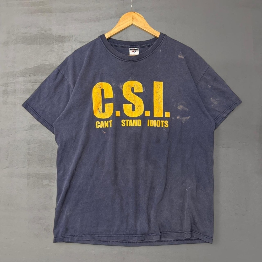 Zees T Shirt Navy‎ Blue CSI Cant Stand Idiots Funny Graphic Tee XL